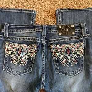 Miss Me Women's Blue Jeans with Colorful Embroidery